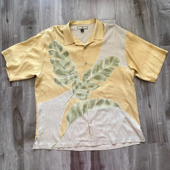 Tommy Bahama Other - Tommy Bahama Shirt XL Mens 100% Silk Yellow Beige Button Up Relax
